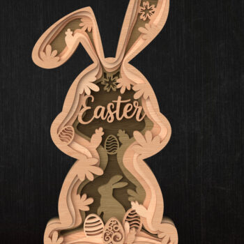 Intra απο ξύλο plywood 3mm-4mm πάχος - Πακέτο  με στρώματα Easter Bunny Δίασταση 6x6 cm INTRAFABR-114019641 - Image 3