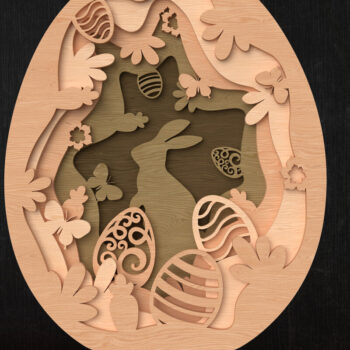 Intra απο ξύλο plywood 3mm-4mm πάχος - Πακέτο  με στρώματα Easter Bunny Δίασταση 6x6 cm INTRAFABR-114019641 - Image 4