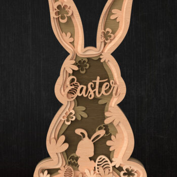 Intra απο ξύλο plywood 3mm-4mm πάχος -  με στρώσεις Easter Bunny Δίασταση 6x6 cm INTRAFABR-114019418 - Image 1