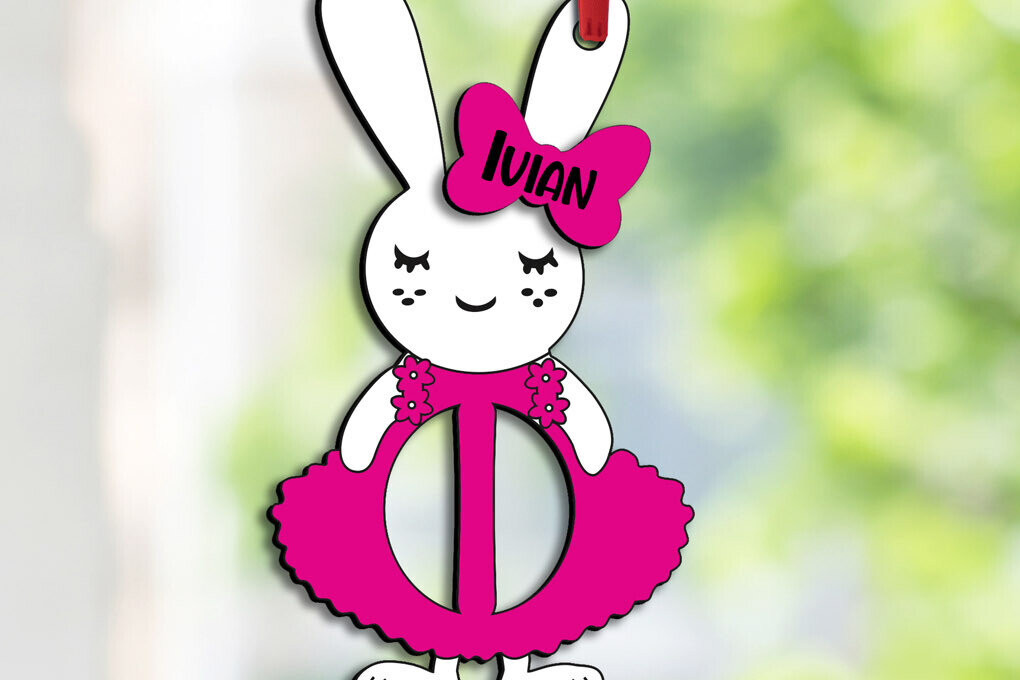 Intra απο ξύλο plywood 3mm-4mm πάχος - Πασχαλινό λαγουδάκι Γράμμα I Καλάθι Ετικέτα  Δίασταση 6x6 cm INTRAFABR-114398774