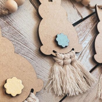 Intra απο ξύλο plywood 3mm-4mm πάχος - Πασχαλινό λαγουδάκι Macrame Garland  Δίασταση 4x4 cm INTRAFABR-72641831 - Image 2