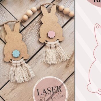 Intra απο ξύλο plywood 3mm-4mm πάχος - Πασχαλινό λαγουδάκι Macrame Garland  Δίασταση 4x4 cm INTRAFABR-72641831 - Image 4