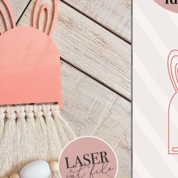 Intra απο ξύλο plywood 3mm-4mm πάχος - Πασχαλινό λαγουδάκι Macrame  Δίασταση 4x4 cm INTRAFABR-74746348 - Image 1