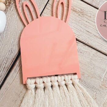 Intra απο ξύλο plywood 3mm-4mm πάχος - Πασχαλινό λαγουδάκι Macrame  Δίασταση 4x4 cm INTRAFABR-74746348 - Image 4