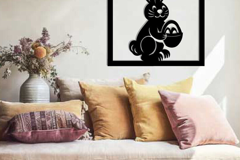 Intra απο ξύλο plywood 3mm-4mm πάχος - Easter Bunny Μεταλλική Τέχνη τοίχου με λέιζερ Δίασταση 40x50 cm INTRAFABR-116938743