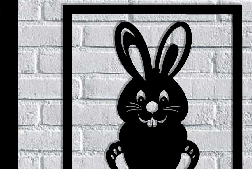 Intra απο ξύλο plywood 3mm-4mm πάχος - Easter Bunny Μεταλλική Τέχνη τοίχου με λέιζερ Δίασταση 40x50 cm INTRAFABR-116938849