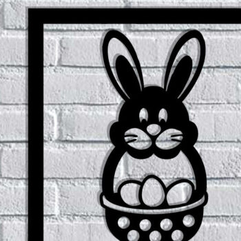 Intra απο ξύλο plywood 3mm-4mm πάχος - Easter Bunny Μεταλλική Τέχνη τοίχου με λέιζερ Δίασταση 40x50 cm INTRAFABR-116939170 - Image 3