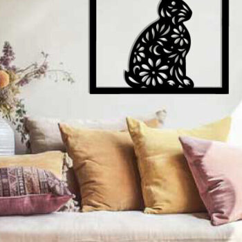 Intra απο ξύλο plywood 3mm-4mm πάχος - Easter Bunny Μεταλλική Τέχνη τοίχου με λέιζερ Δίασταση 40x50 cm INTRAFABR-116939394 - Image 2