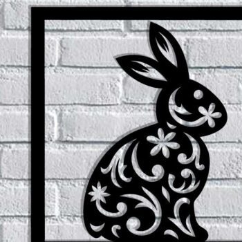 Intra απο ξύλο plywood 3mm-4mm πάχος - Easter Bunny Μεταλλική Τέχνη τοίχου με λέιζερ Δίασταση 40x50 cm INTRAFABR-116939852 - Image 1