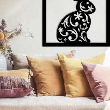 Intra απο ξύλο plywood 3mm-4mm πάχος - Easter Bunny Μεταλλική Τέχνη τοίχου με λέιζερ Δίασταση 40x50 cm INTRAFABR-116939852 - Image 2