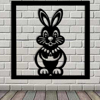 Intra απο ξύλο plywood 3mm-4mm πάχος - Easter Bunny Μεταλλική Τέχνη τοίχου με λέιζερ Δίασταση 40x50 cm INTRAFABR-116940473 - Image 2