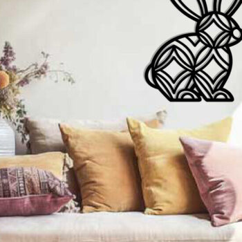 Intra απο ξύλο plywood 3mm-4mm πάχος - Easter Bunny Μεταλλική Τέχνη τοίχου με λέιζερ Δίασταση 40x50 cm INTRAFABR-116856005 - Image 2