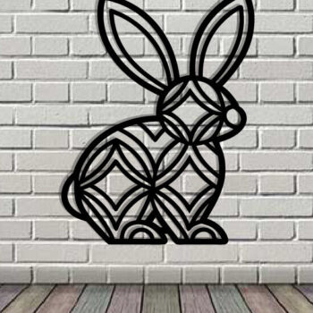 Intra απο ξύλο plywood 3mm-4mm πάχος - Easter Bunny Μεταλλική Τέχνη τοίχου με λέιζερ Δίασταση 40x50 cm INTRAFABR-116856005 - Image 3
