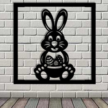 Intra απο ξύλο plywood 3mm-4mm πάχος - Easter Bunny Μεταλλική Τέχνη τοίχου με λέιζερ Δίασταση 40x50 cm INTRAFABR-116938602 - Image 1