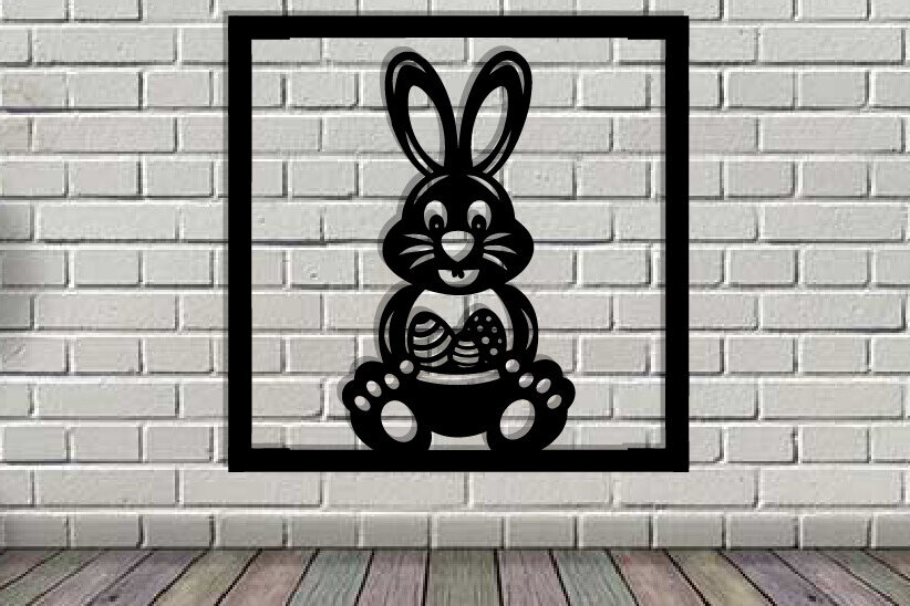 Intra απο ξύλο plywood 3mm-4mm πάχος - Easter Bunny Μεταλλική Τέχνη τοίχου με λέιζερ Δίασταση 40x50 cm INTRAFABR-116938602