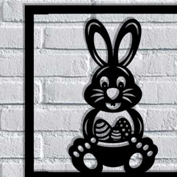 Intra απο ξύλο plywood 3mm-4mm πάχος - Easter Bunny Μεταλλική Τέχνη τοίχου με λέιζερ Δίασταση 40x50 cm INTRAFABR-116938602 - Image 3