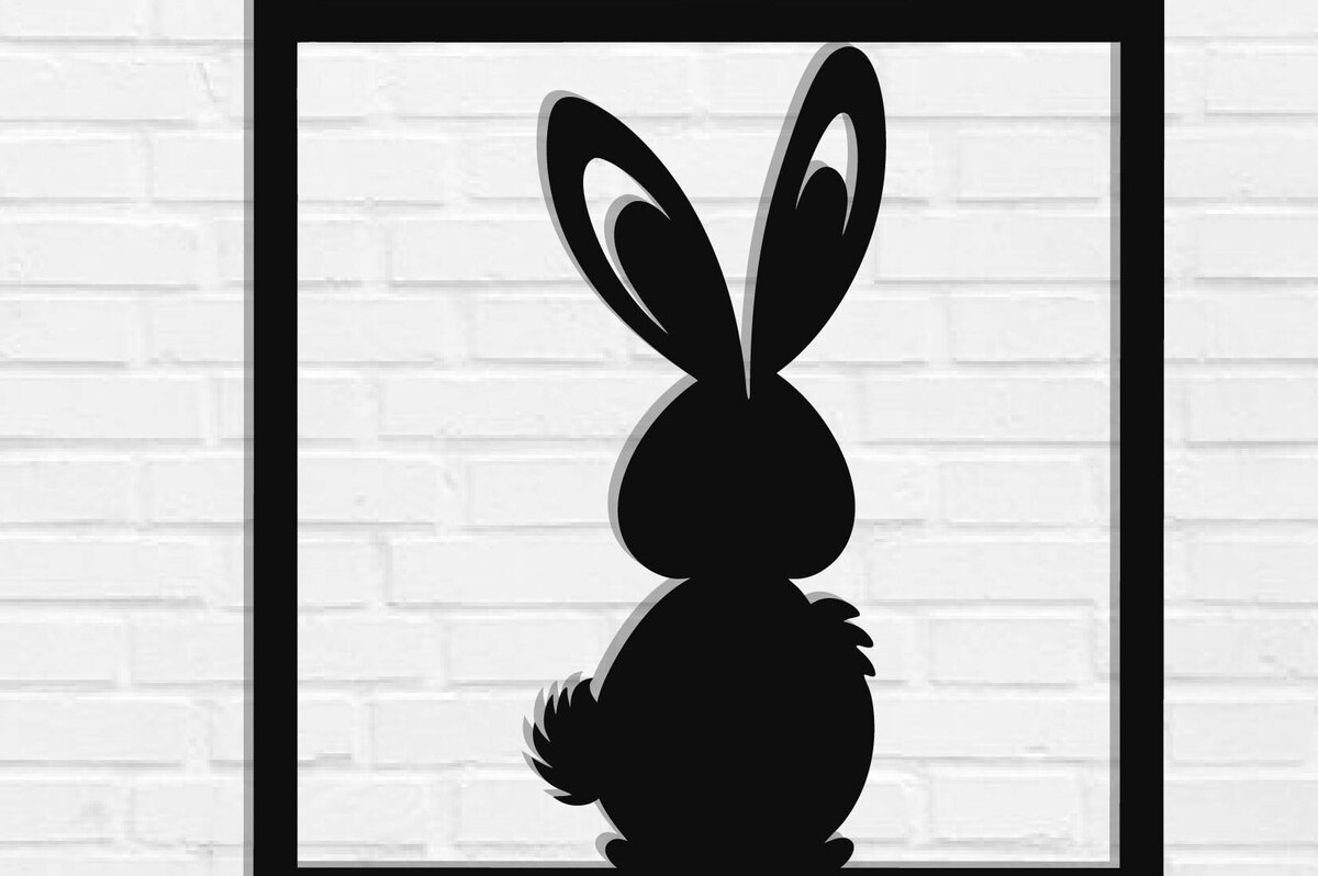 Intra απο ξύλο plywood 3mm-4mm πάχος - Πασχαλινό λαγουδάκι Μεταλλικό Διακόσμηση Τοίχων Κοπή Laser Δίασταση 40x50 cm INTRAFABR-116093434