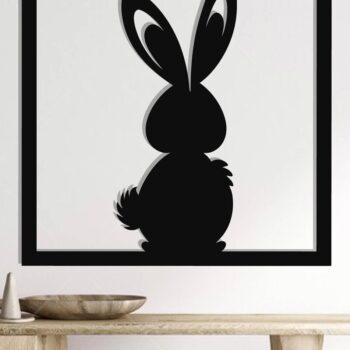 Intra απο ξύλο plywood 3mm-4mm πάχος - Πασχαλινό λαγουδάκι Μεταλλικό Διακόσμηση Τοίχων Κοπή Laser Δίασταση 40x50 cm INTRAFABR-116093434 - Image 2