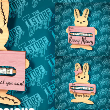 Intra απο ξύλο plywood 3mm-4mm πάχος - Easter Bunny Money Holder Laser Cut |CNC Δίασταση 15x15 cm INTRAFABR-89113442 - Image 1