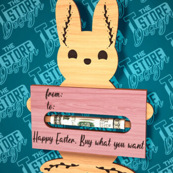 Intra απο ξύλο plywood 3mm-4mm πάχος - Easter Bunny Money Holder Laser Cut |CNC Δίασταση 15x15 cm INTRAFABR-89113442 - Image 2