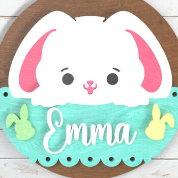 Intra απο ξύλο plywood 3mm-4mm πάχος - Πινακίδα ονόματος Πάσχα λαγουδάκι -  με λέιζερ Δίασταση 6x6 cm INTRAFABR-116574376 - Image 1