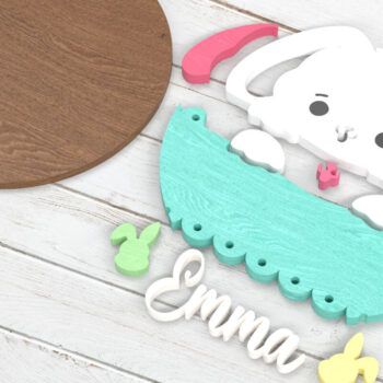 Intra απο ξύλο plywood 3mm-4mm πάχος - Πινακίδα ονόματος Πάσχα λαγουδάκι -  με λέιζερ Δίασταση 6x6 cm INTRAFABR-116574376 - Image 5