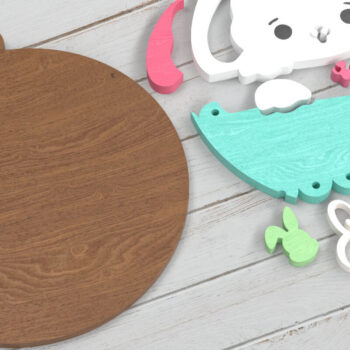 Intra απο ξύλο plywood 3mm-4mm πάχος - Πινακίδα ονόματος Πάσχα λαγουδάκι -  με λέιζερ Δίασταση 6x6 cm INTRAFABR-116574376 - Image 6