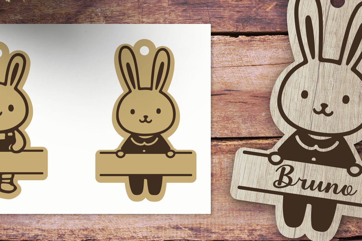 Intra απο ξύλο plywood 3mm-4mm πάχος - Easter Bunny Name Tag Πασχαλινό Tag Laser Δίασταση 15x15 cm INTRAFABR-117466940