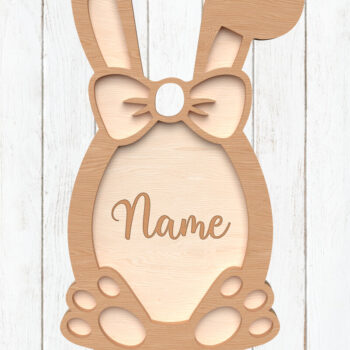 Intra απο ξύλο plywood 3mm-4mm πάχος - Στολίδι για το όνομα του λαγουδάκι του Πάσχα Δίασταση 6x6 cm INTRAFABR-114260229 - Image 1