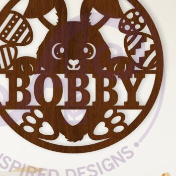 Intra απο ξύλο plywood 3mm-4mm πάχος - Πινακίδα τέχνης τοίχου με όνομα Πάσχα λαγουδάκι,  Δίασταση 40x50 cm INTRAFABR-113482456 - Image 1