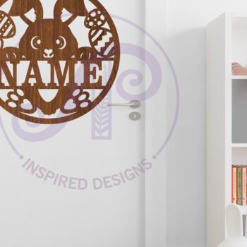 Intra απο ξύλο plywood 3mm-4mm πάχος - Πινακίδα τέχνης τοίχου με όνομα Πάσχα λαγουδάκι,  Δίασταση 40x50 cm INTRAFABR-113482456 - Image 3