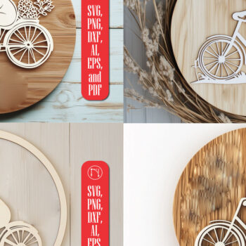 Intra απο ξύλο plywood 3mm-4mm πάχος - Πασχαλινό λαγουδάκι σε δέσμη ποδηλάτου Δίασταση 4x4 cm INTRAFABR-117889034 - Image 1