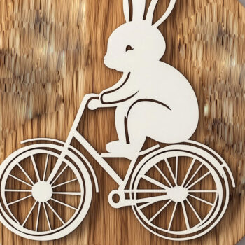 Intra απο ξύλο plywood 3mm-4mm πάχος - Πασχαλινό λαγουδάκι σε κομμένο για ποδήλατο Δίασταση 4x4 cm INTRAFABR-117886519 - Image 1