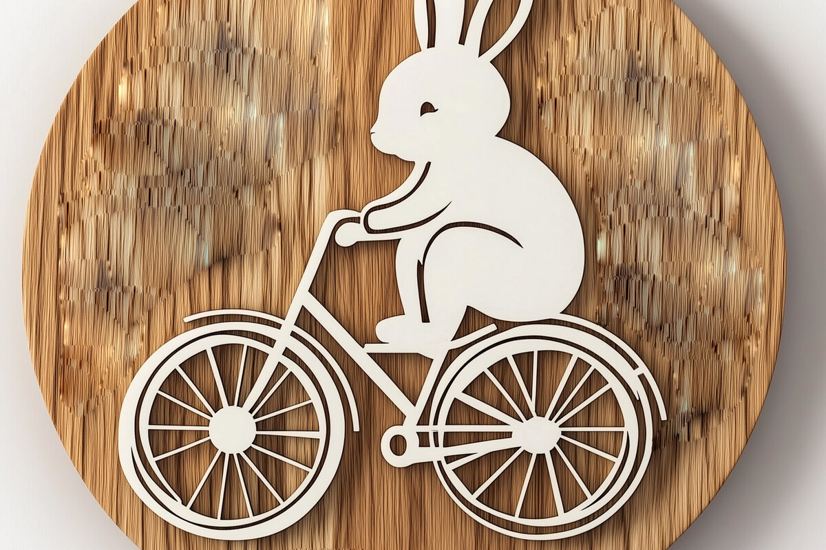 Intra απο ξύλο plywood 3mm-4mm πάχος - Πασχαλινό λαγουδάκι σε κομμένο   για ποδήλατο Δίασταση 4x4 cm INTRAFABR-117886519