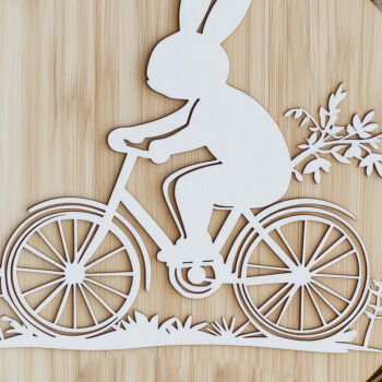 Intra απο ξύλο plywood 3mm-4mm πάχος - Πασχαλινό λαγουδάκι σε κομμένο για ποδήλατο Δίασταση 4x4 cm INTRAFABR-117888766 - Image 1