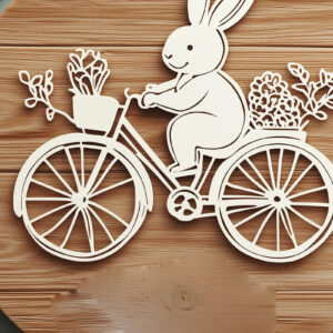 Intra απο ξύλο plywood 3mm-4mm πάχος - Πασχαλινό λαγουδάκι σε κομμένο   για ποδήλατο Δίασταση 4x4 cm INTRAFABR-117885717