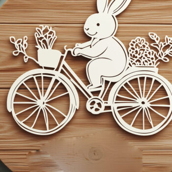 Intra απο ξύλο plywood 3mm-4mm πάχος - Πασχαλινό λαγουδάκι σε κομμένο για ποδήλατο Δίασταση 4x4 cm INTRAFABR-117885717 - Image 1