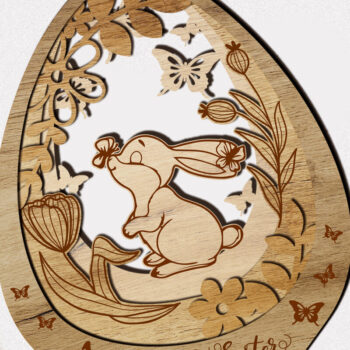 Intra απο ξύλο plywood 3mm-4mm πάχος - Στολίδι Πασχαλινό Λαγουδάκι, Διακοσμητικό Αυγό Δίασταση 5x6 cm INTRAFABR-87434867 - Image 2