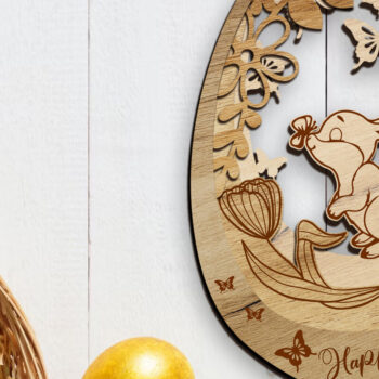 Intra απο ξύλο plywood 3mm-4mm πάχος - Στολίδι Πασχαλινό Λαγουδάκι, Διακοσμητικό Αυγό Δίασταση 5x6 cm INTRAFABR-87434867 - Image 3