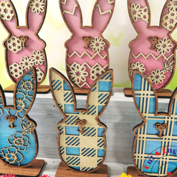 Intra απο ξύλο plywood 3mm-4mm πάχος - Σετ πασχαλινό λαγουδάκι στολίδι Δίασταση 6x6 cm INTRAFABR-26443393 - Image 1