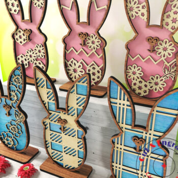 Intra απο ξύλο plywood 3mm-4mm πάχος - Σετ πασχαλινό λαγουδάκι στολίδι Δίασταση 6x6 cm INTRAFABR-26443393 - Image 2