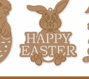 Intra απο ξύλο plywood 3mm-4mm πάχος - Στολίδι Πασχαλινό λαγουδάκι   Δίασταση 6x6 cm INTRAFABR-56576040