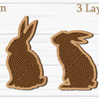 Intra απο ξύλο plywood 3mm-4mm πάχος - Στολίδι Πασχαλινό λαγουδάκι , Μπρελόκ Λαγουδάκι Δίασταση 4x4 cm INTRAFABR-93169399 - Image 1