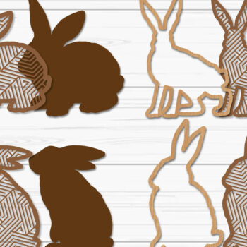 Intra απο ξύλο plywood 3mm-4mm πάχος - Στολίδι Πασχαλινό λαγουδάκι , Μπρελόκ Λαγουδάκι Δίασταση 4x4 cm INTRAFABR-93169399 - Image 2