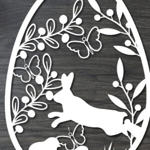 Intra απο ξύλο plywood 3mm-4mm πάχος - Πασχαλινό λαγουδάκι Paper Cut  Δίασταση 15x15 cm INTRAFABR-25937720