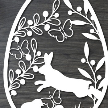 Intra απο ξύλο plywood 3mm-4mm πάχος - Πασχαλινό λαγουδάκι Paper Cut  Δίασταση 15x15 cm INTRAFABR-25937720 - Image 1