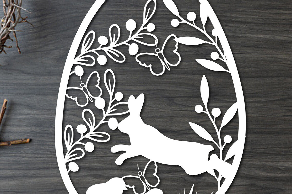 Intra απο ξύλο plywood 3mm-4mm πάχος - Πασχαλινό λαγουδάκι Paper Cut  Δίασταση 15x15 cm INTRAFABR-25937720