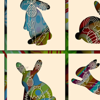 Intra απο ξύλο plywood 3mm-4mm πάχος - Πασχαλινό λαγουδάκι Paper Cut  Bundle ===== Δίασταση 15x15 cm INTRAFABR-28544373 - Image 1