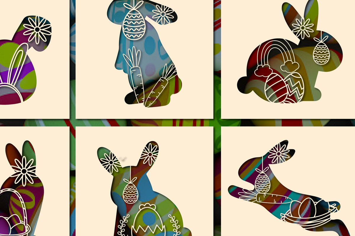 Intra απο ξύλο plywood 3mm-4mm πάχος - Πασχαλινό λαγουδάκι Paper Cut  Bundle ===== Δίασταση 15x15 cm INTRAFABR-28544373