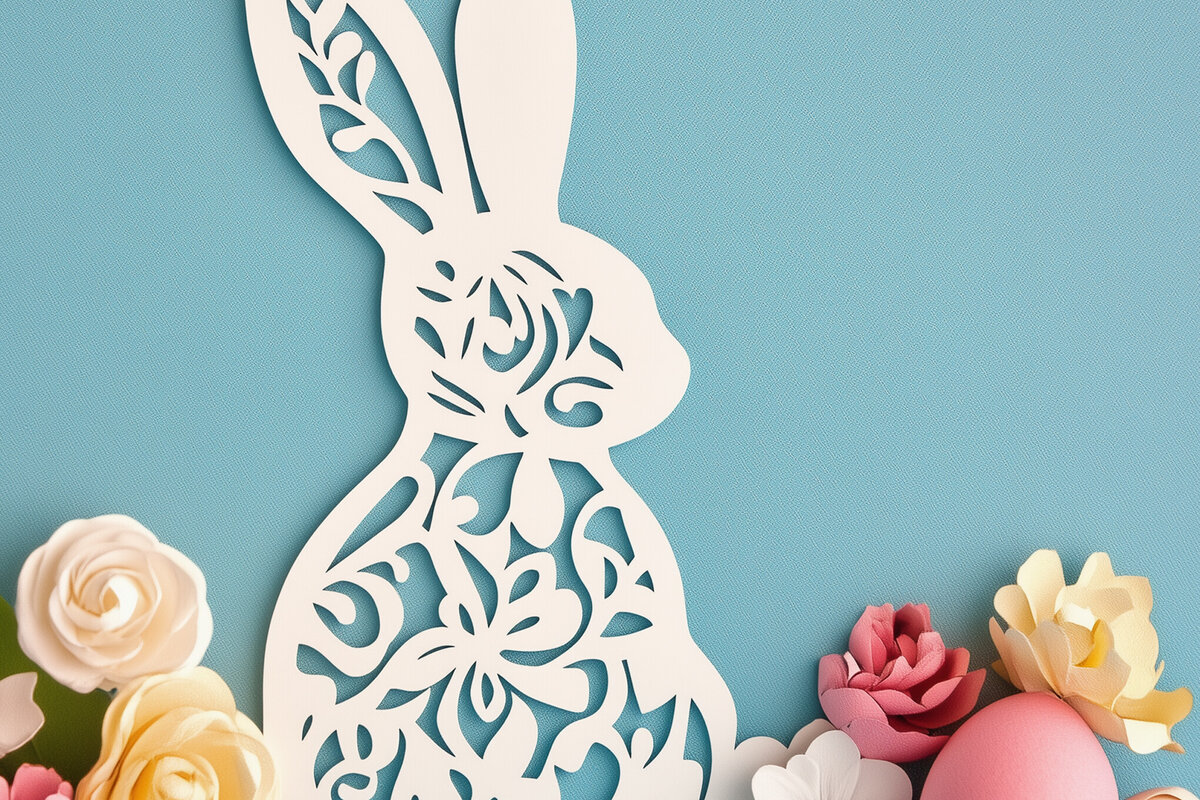 Intra απο ξύλο plywood 3mm-4mm πάχος - Πασχαλινό λαγουδάκι Paper Cut  Cut  Δίασταση 4x4 cm INTRAFABR-115507071